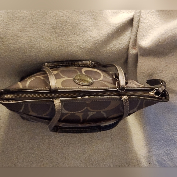 Coach Signature Stripe Metallic Logo Handbag Tote G1276 F20429 - Picture 11 of 16